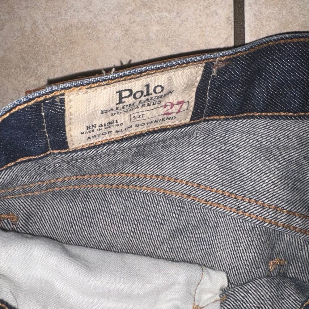 Polo Ralph Lauren Astor slim boyfriend size 27 paint flowers blue - Picture 3 of 11